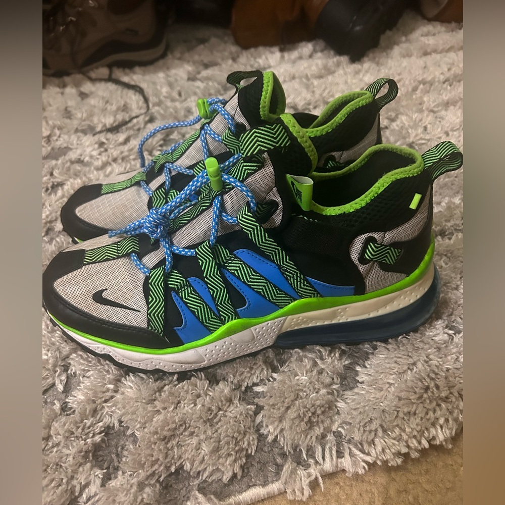 Size 9.5 - Nike Air Max 270 Bowfin Sprite Black Green Suede Leather (AJ7200-002)